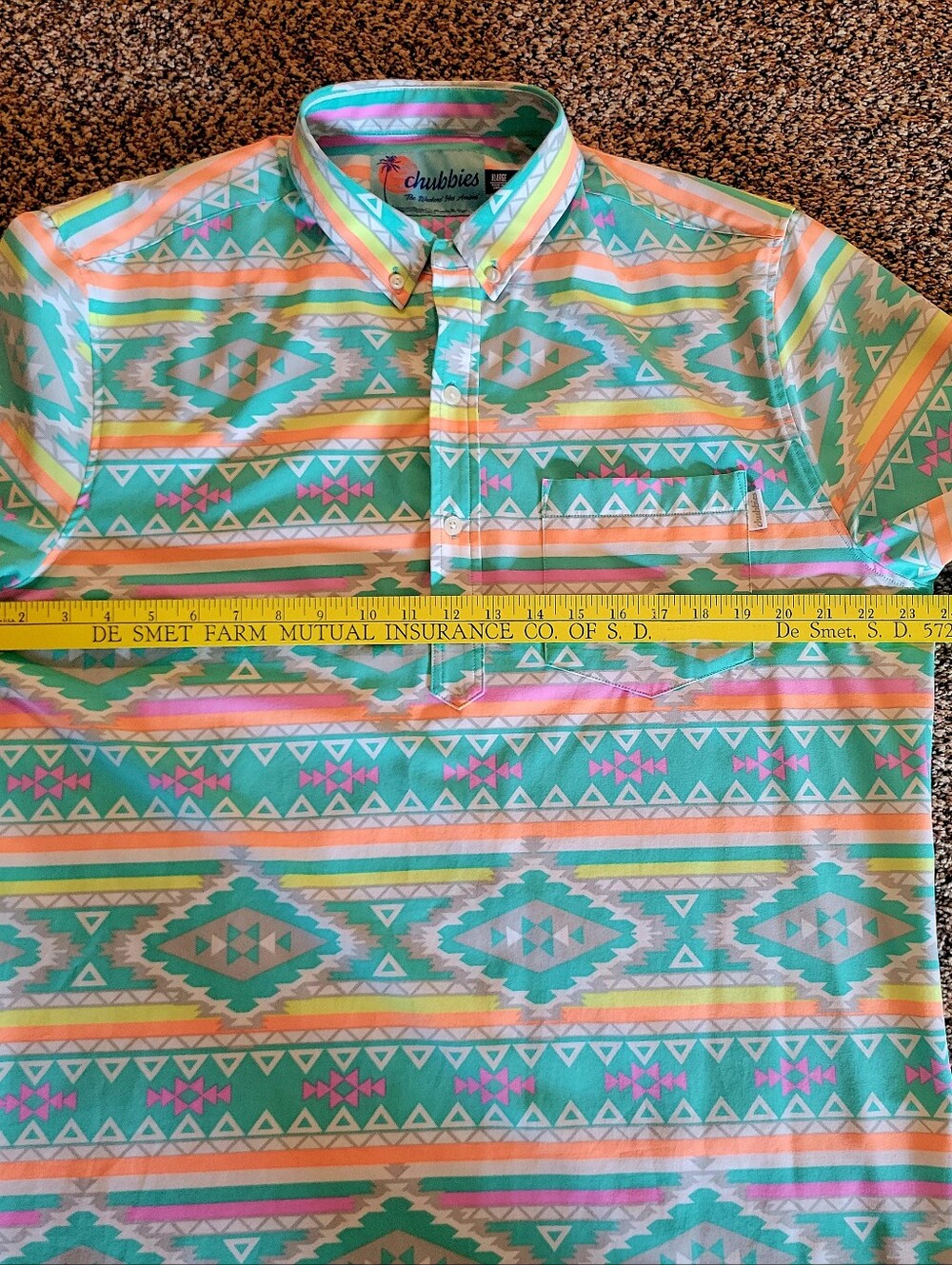 Men's Chubbies Teal Aztec-Print Short-Sleeve Shirt